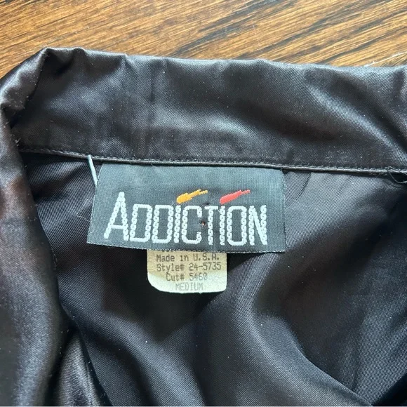 Vintage 90s Addiction Black Jacquard Satin Blazer Size Medium - Picture 6 of 16